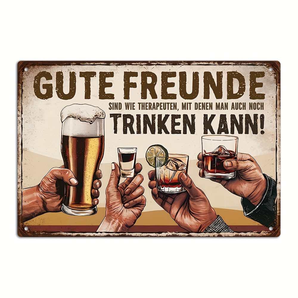 Germany Home Decor - Duits vintage metalen bord, 'Goede mensen