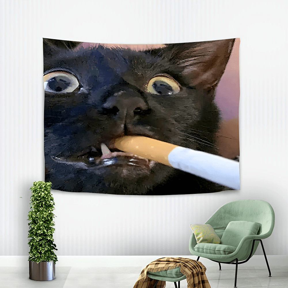 Home Decor Emoji - VIKAMA Grappige Rokende Zwarte Kat Meme