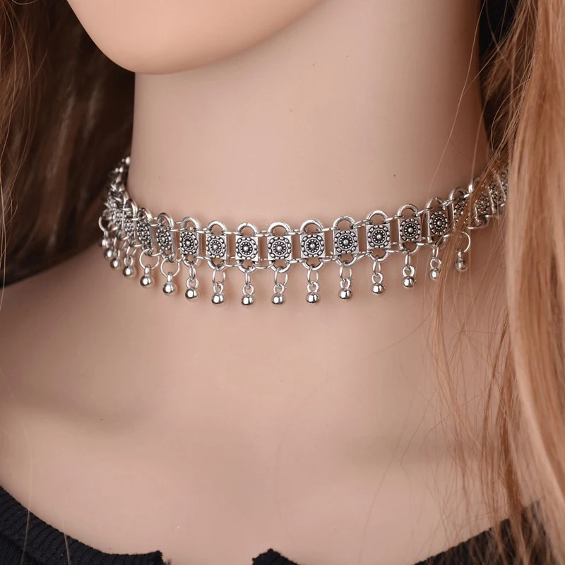 Boho Wind Chimes - Gypsy Chainmaille Jingle Bells Choker Bloem