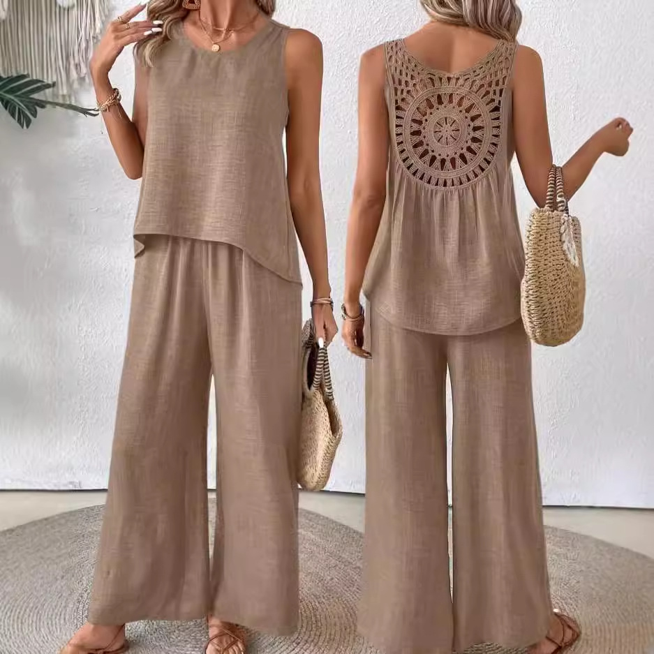 Home Decor Zara - Eenvoudige katoenen linnen damespakken zomermode mouwloze