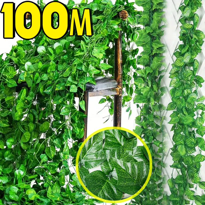 Artificial Hanging Plants - 100/2M Kunstmatige Groene Klimop Wijnstok Garland