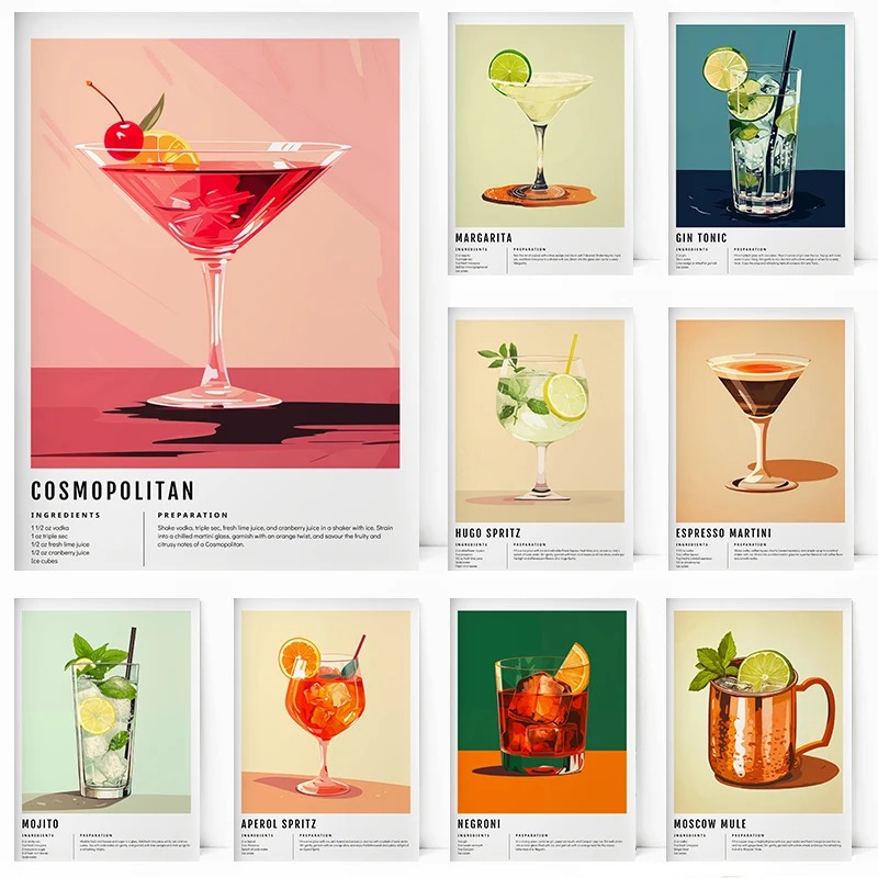 Geometric Wall Art - Klassieke Margarita Alcohol Hugo Spritz Aperol