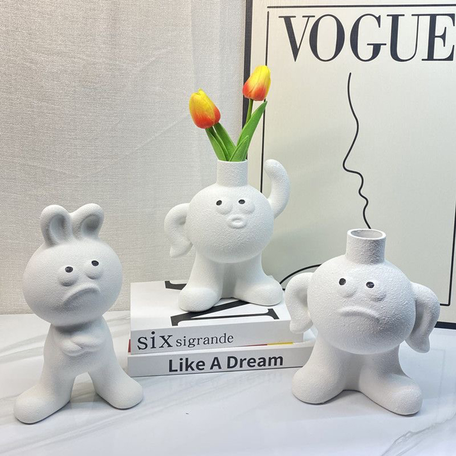 Home Decor Emoji - Creatieve Keramische Bloemenvaas Leuke Emoji Buisvormige