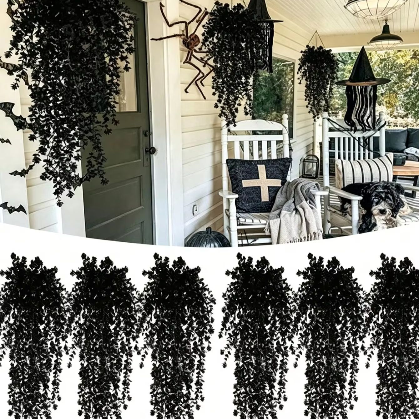 Artificial Hanging Plants - 6 stuks Halloween Zwarte Kunstmatige Hangende