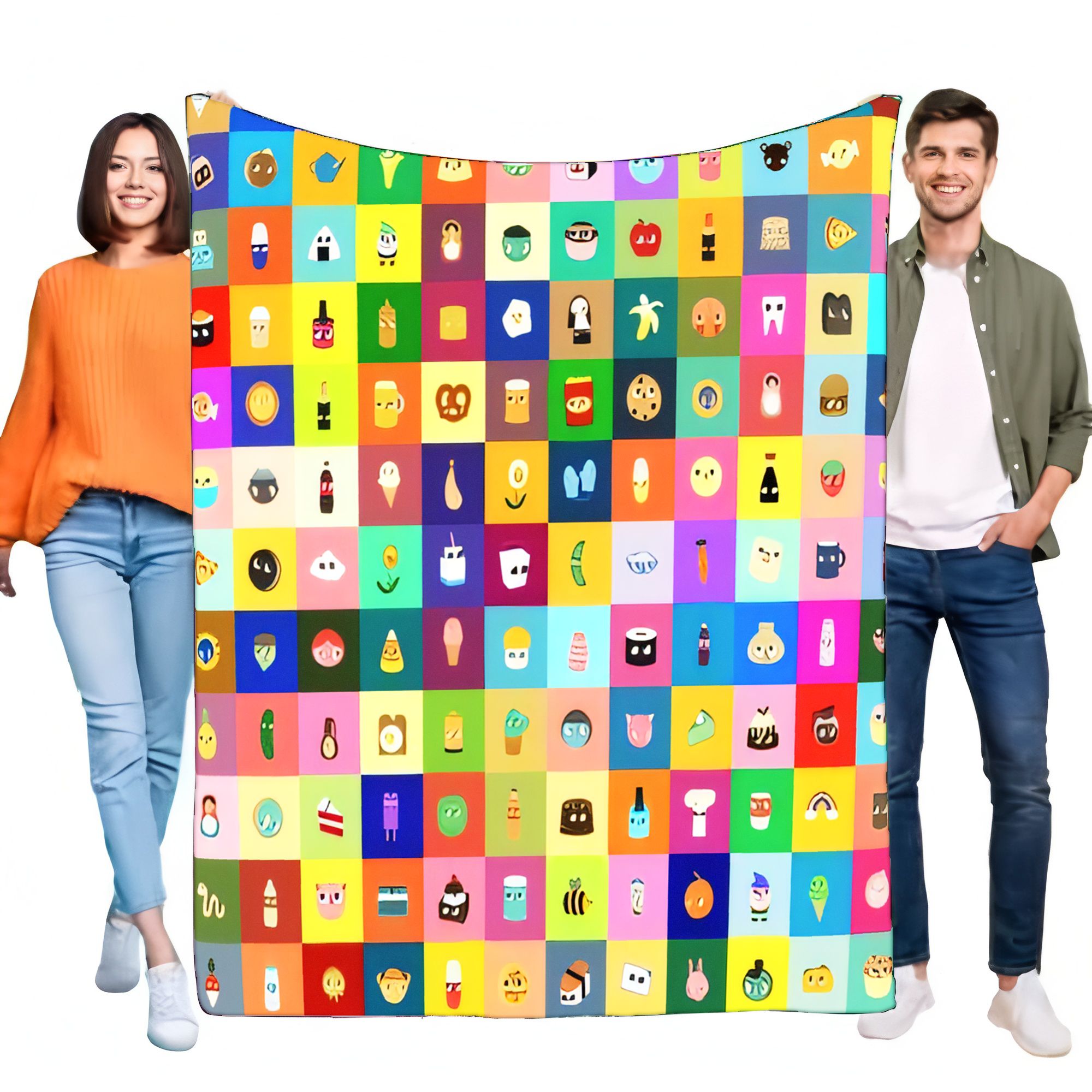 Home Decor Emoji - Levendige Cartoon Icoon Raster Deken, Zacht