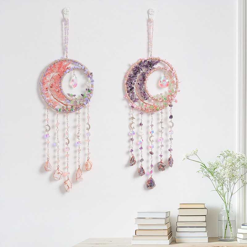 Boho Wind Chimes - Kristal Paarse Amethist Kwarts Levensboom Edelsteen