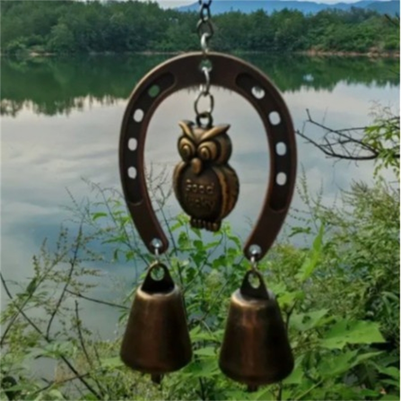 Boho Wind Chimes - Geluksbrenger hoefijzer windgong met uil en