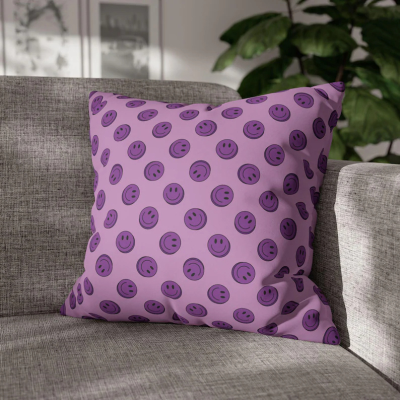 VIKAMA Paarse Smile Kussenhoes - Home Decor Emoji recensie en prijs