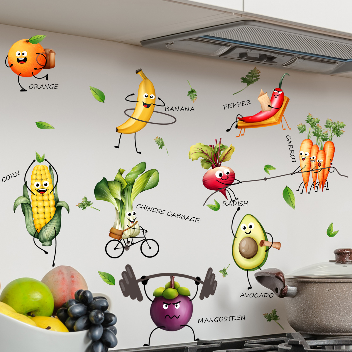 Cartoon Emoji Fruit Muursticke - Home Decor Emoji recensie en prijs