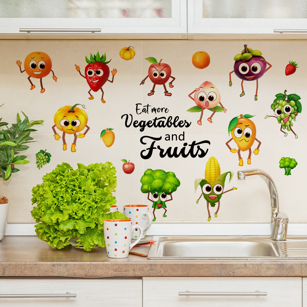 Cartoon Emoji Fruit Muursticke - Home Decor Emoji recensie en prijs