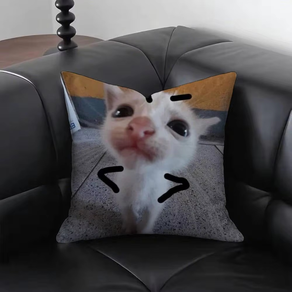 Grappige Kat M-Meme Kussensloo - Home Decor Emoji recensie en prijs
